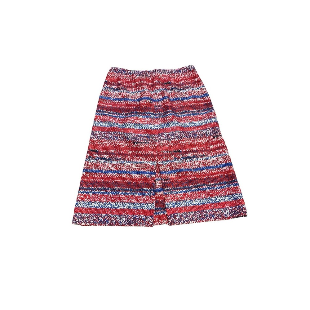 Tory Burch Womens Red White Blue Silk Faux Knit Print A-Line Skirt Size 4